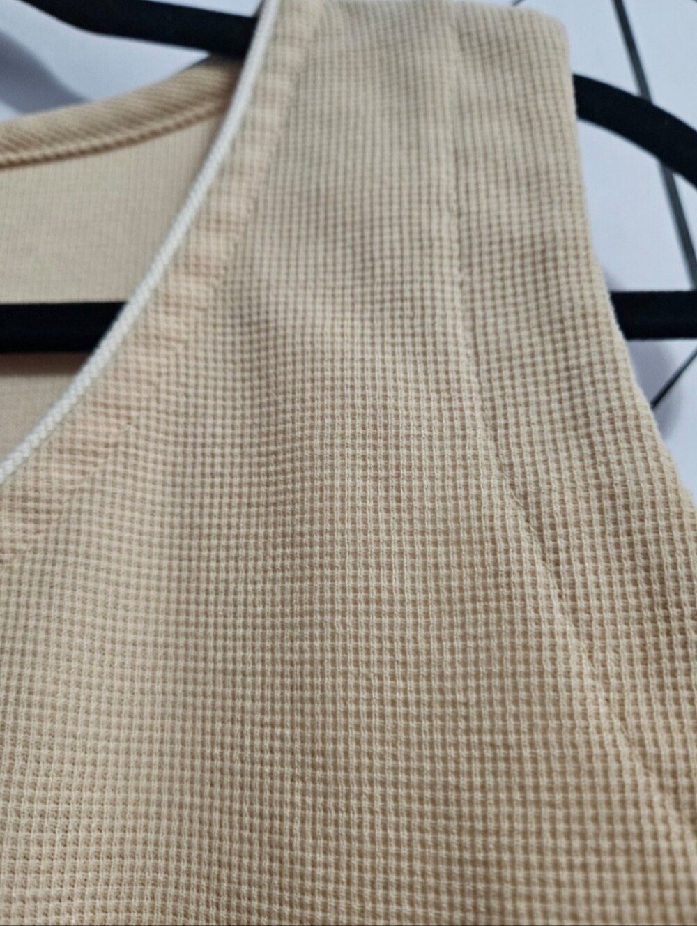 Vintage Horny Toad Thermal Tank Top Cream / Tan Toad&Co Made in USA, Size Large - Picture 4 of 7